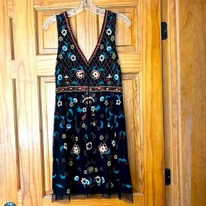 Aidan Mattox Bead Sequin Embroidered Dress Black/Blue/Red/Yellow/Multi. Like new